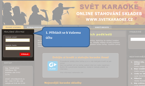 Přihlášení uživatele